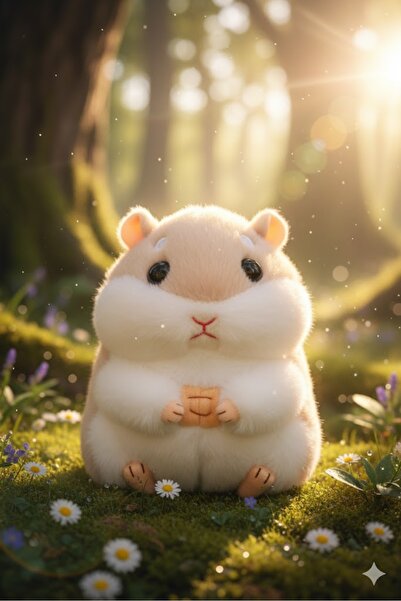 Pufline Sevimli Hamster, Masum Peluş Oyuncak Hamstr Çanta Takısı