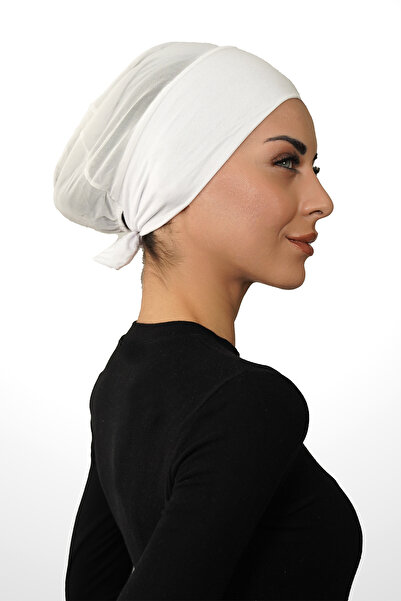Şalcenneti.com Breathable Mesh Air Conditioned Bonnet – Seamless Front, White Color for Daily and Sports Use