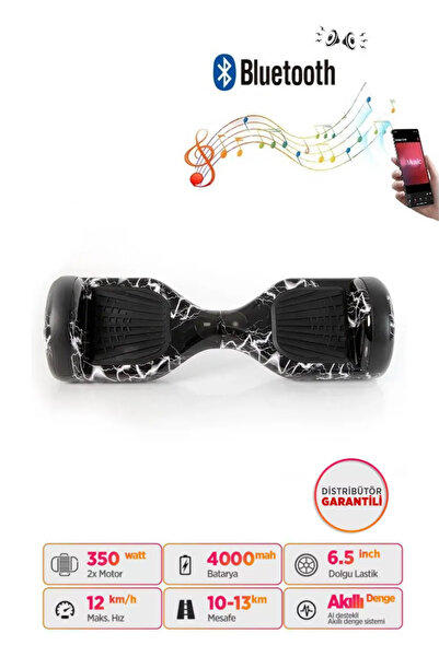 CityMate Elektrikli Kaykay Scoooter Hoverboard 6.5 Inch Şimşek Grafity Desenli Akıllı Denge - D02