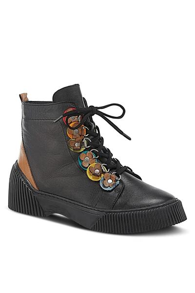 İNZE AYAKKABI Black Genuine Leather Boots-Model Name: Dubai