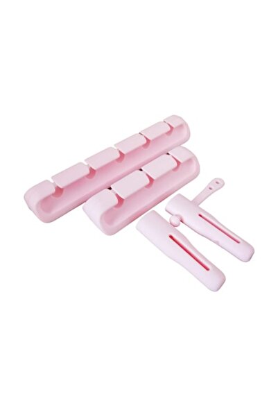 tzachebot Set roz 2 organizatoare si 2 protectii cabluri, Tzachebot, din silicon cu banda adeziva