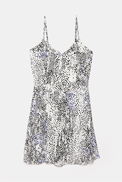 Saade Ecru A-Line Mini Woven Dress with Tie Detail - Viscose