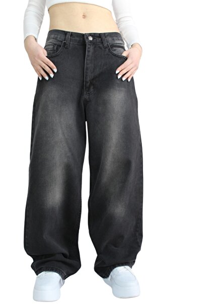 St.Poll Vintage Siyah Yıkamalı Baggy Jean