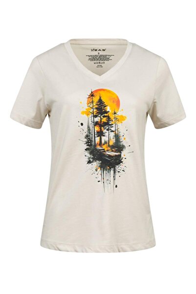 2AS Alone Baskılı V Yaka Kadın T-Shirt 413