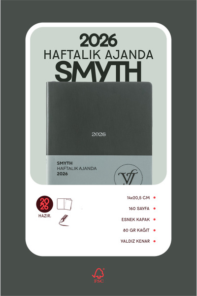 Victoria's Journals Smyth 2026 Weekly Agenda A5 (14X21Cm) Flexible Cover Ivory 80 Gr.