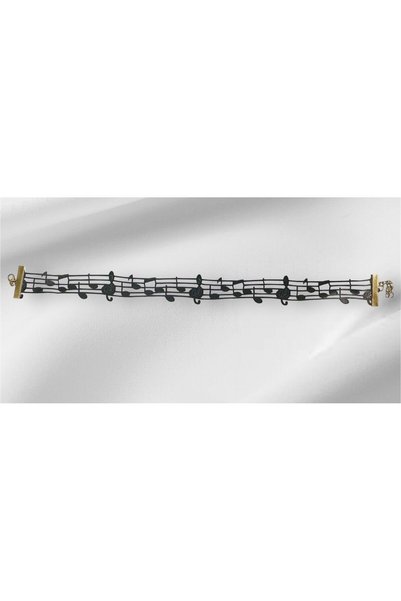 killstar Bohemian Lace Gothic Choker Necklace with Musical Notes