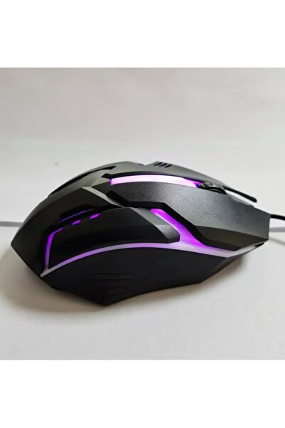 huitich ماوس ألعاب سلكي X1 بمنفذ USB مع ضوء تنفس ملون باللون الأسود