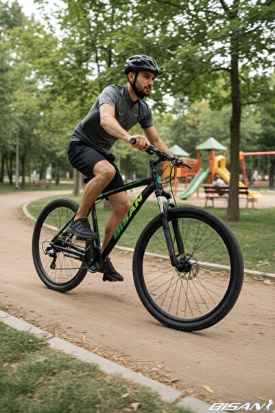 Bisan MTX 7200 Dağ Bisikleti 29 Jant 48 cm Alüminyum Kadro Mekanik Disk Fren 24 Vites Mat Siyah-Yeşil
