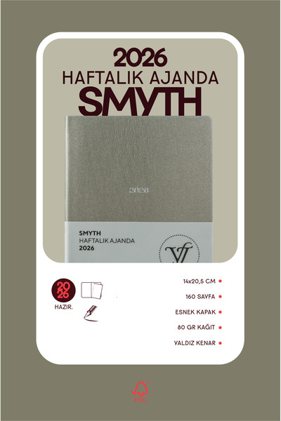 Victoria's Journals Smyth 2026 Weekly Agenda A5 (14X21Cm) Flexible Cover Ivory 80 Gr.