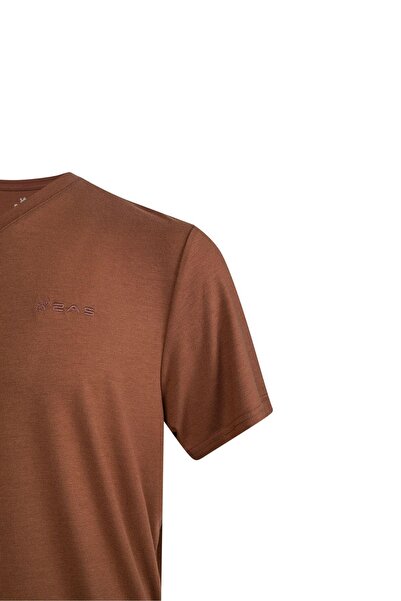 2AS Ανδρικό μπλουζάκι Victor Viloft με λαιμόκοψη σε σχήμα V καφέ