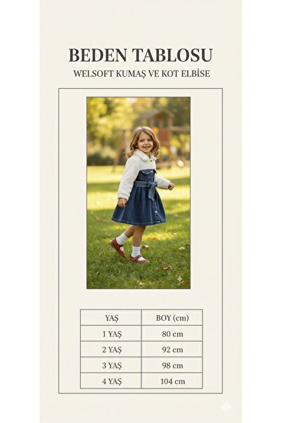 NoraKids Kız Çocuk Welsoft Kumaş ve Kot Elbise