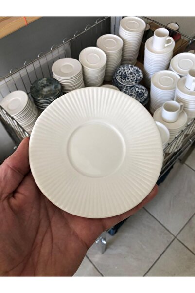 SARE Tea and Cup Saucer in White Line Karakat (6Pcs)