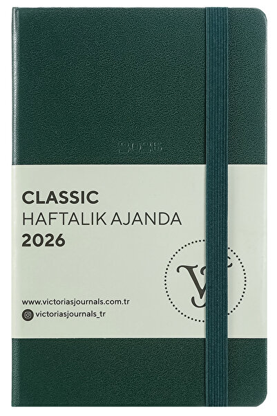 Victoria's Journals Classic 2026 Haftalık Cep Ajandası A6 (9x14 cm) Sert Kapak.
