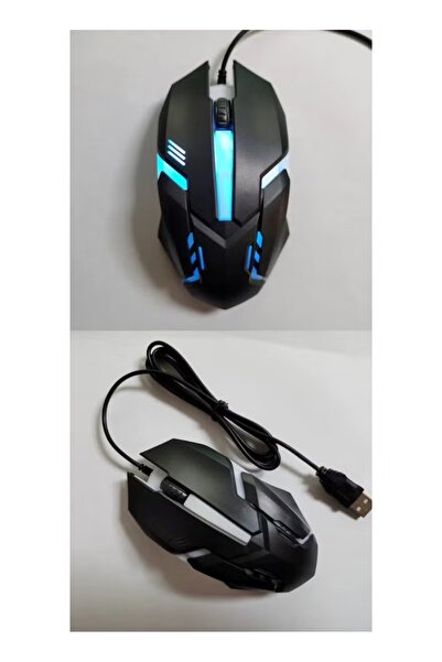 huitich ماوس ألعاب سلكي X1 بمنفذ USB مع ضوء تنفس ملون باللون الأسود