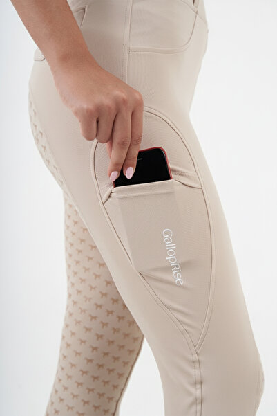 GALLOPRISE Binicilik Pantolonu At Desenli Full Silikon Bej - S