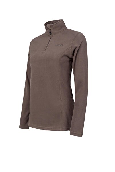 2AS Hanorac din lână pentru femei Pinna cu jumătate de fermoar, afumat deschis