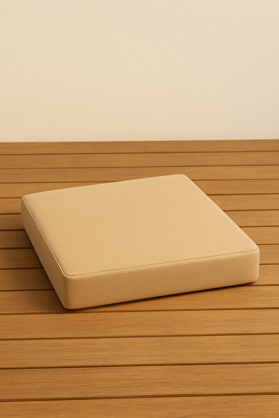 Fade 50x50x5 cm süngerli Bağcıklı bej kapiçino sandalye Minder