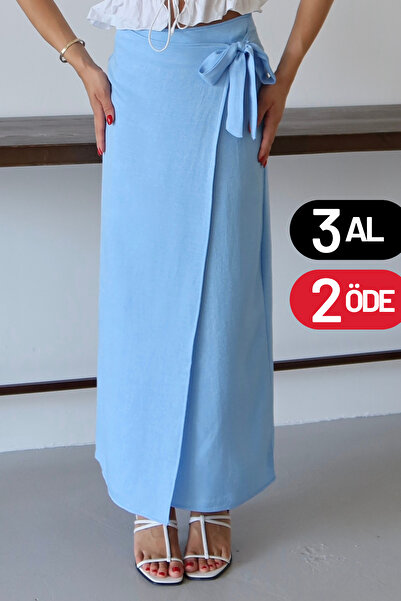 Mogi Butik Жіноча спідниця з льону та бавовни, що зав'язується на талії 3091