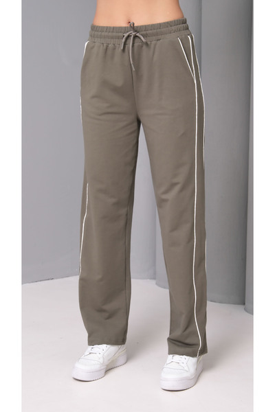 Ergün Pantaloni din bumbac premium cu croială largă fire pentru femei detaliu...