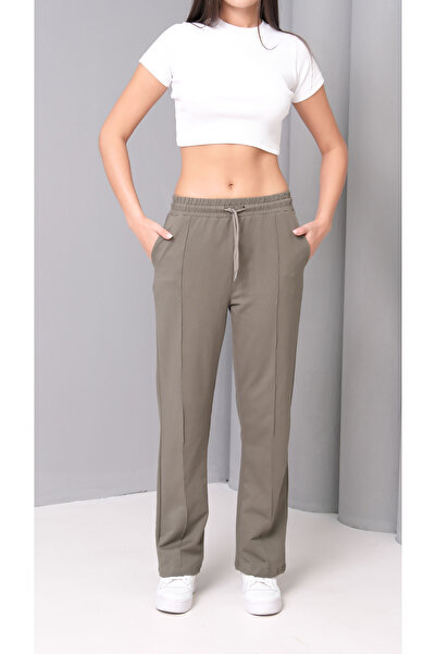 Ergün Γυναικείο παντελόνι με ψηλόμεσο μπροστινό μέρος με λεπτομέρεια από χαλαρό κόψιμο