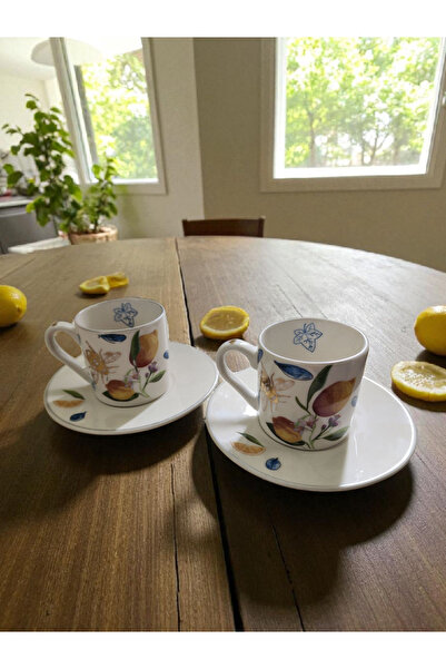 NH Naz Home Design Limonlu 2'li Porselen Fincan Özel Tasarım Hediyelik LİMON ...