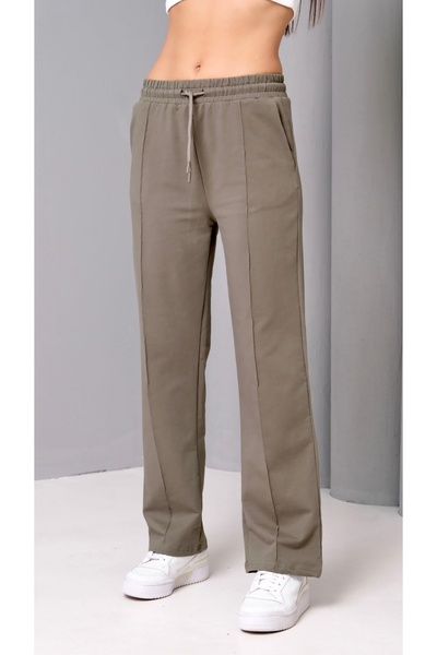 Ergün Γυναικείο παντελόνι με ψηλόμεσο μπροστινό μέρος με λεπτομέρεια από χαλαρό κόψιμο