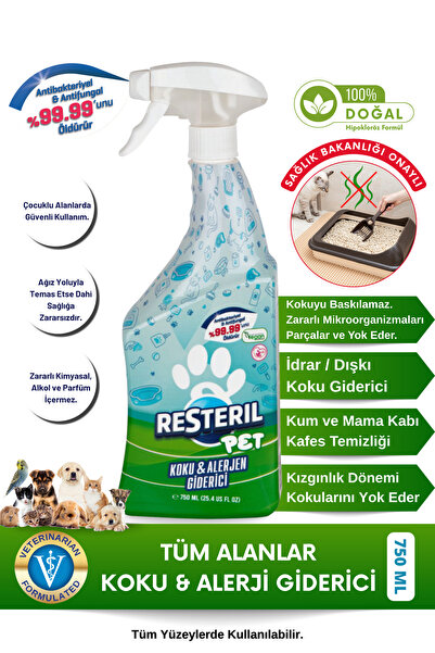 Resteril Kedi Kumu Koku Giderici Köpek Kokusu Giderici Kötü Koku Giderici Ked...