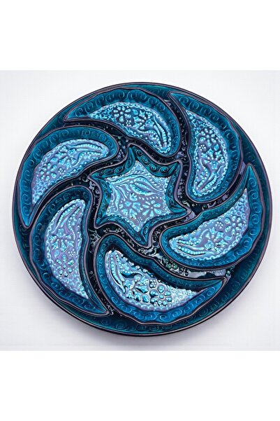 sharpart Authentic Patterned Embossed Ceramic 8-Piece Breakfast and Snack Presentation Set