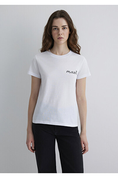 Mavi Λευκό μπλουζάκι με λογότυπο Semi Slim Fit 1612962 -620