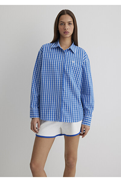 Mavi Kareli Mavi Gömlek Loose Fit / Bol Rahat Kesim 1211227-90844