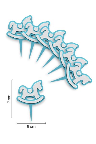 DECOROMA 6 Pieces Blue Baby Boy Cupcake Topper (Birthday) - High Quality Material