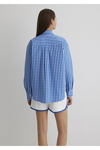Mavi Kareli Mavi Gömlek Loose Fit / Bol Rahat Kesim 1211227-90844
