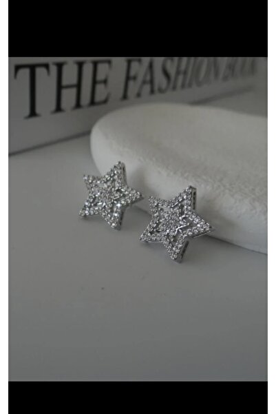 ses atelier Zirkon Taşlı Silver Yıldız Küpe