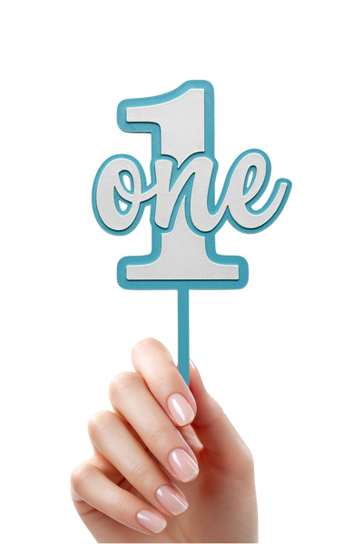 DECOROMA Text albastru pe tort pentru băiețel de 1 an (1 ornament pentru tort...