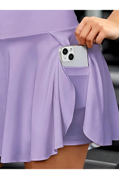 ESSFASIHON Mdb Women's High Waist Sandy Short Skirt with Pockets