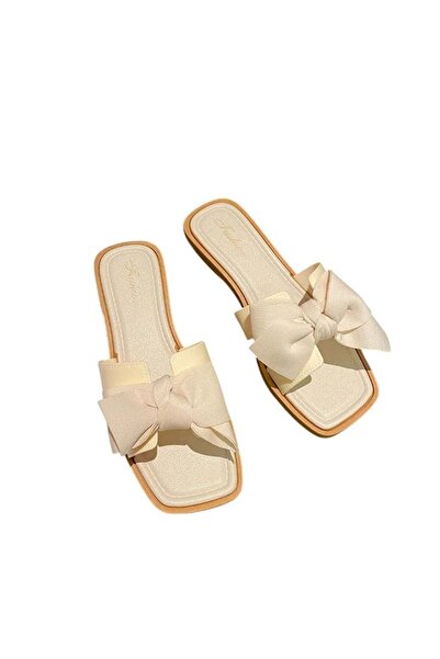 huitich شبشب فيري ستايل مع عقدة على شكل فيونكة، مقاس 36-37، صندل خارجي بنعل ناعم