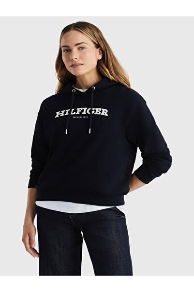 Tommy Hilfiger Monotype Flock Relaxed Fit Sweatshirt Hoodie