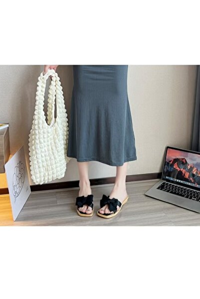 huitich Fairy Style Bowknot Wedge Flip Flops Size 36–37 Soft Sole Outdoor Sandals