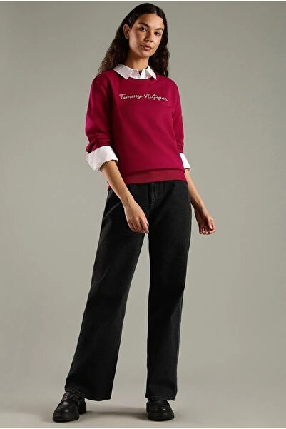 Tommy Hilfiger Mikina Script C-Nk WW0WW32413 Tmavomodrá Relaxed Fit