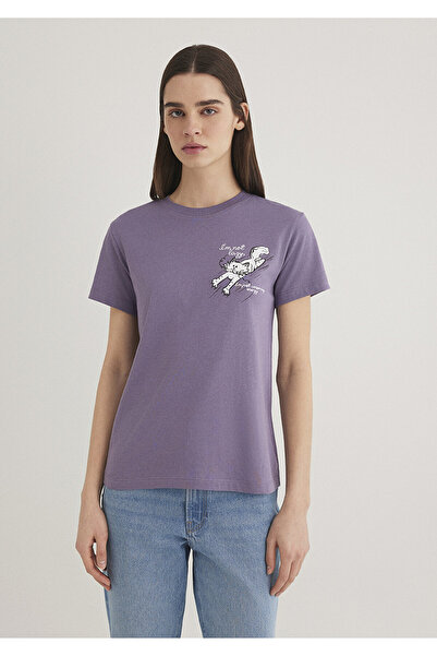 Mavi Cat Printed Purple T-Shirt Slim Fit / Slim Fit1612233-70608