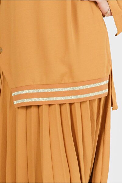 Alvina SILVERY RIBBANED BUTTONED DOUBLE SKIRT SUIT 42607