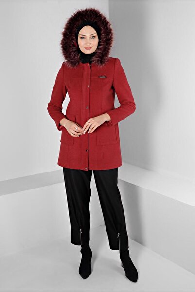 Alvina Капюшон з хутром, кашемірний пальто 90252