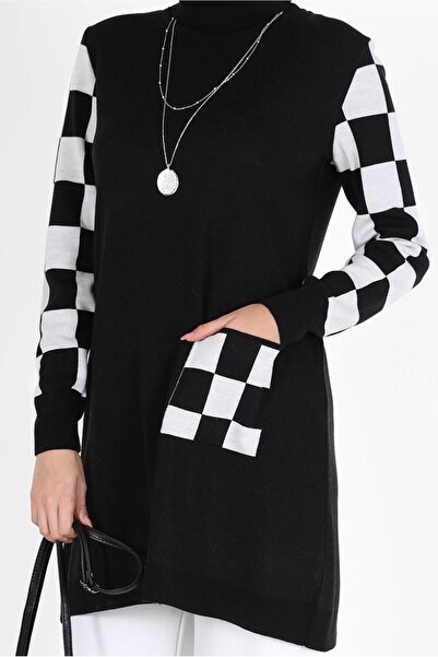 Alvina SQUARE PATTERNED POCKET KNIT TUNIC 42022