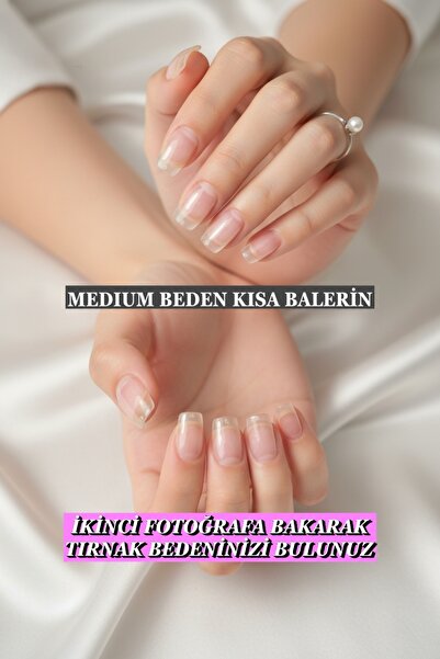 Easy Beauty 100 Adet Jel Tips MEDIUM Beden Kısa Balerin Takma Tırnak Seti