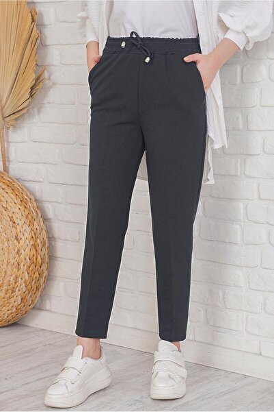 TRENDTESETTÜR KADIN GRİ (ANTRESİT) BELİ LASTİKLİ PANTOLON T 4266