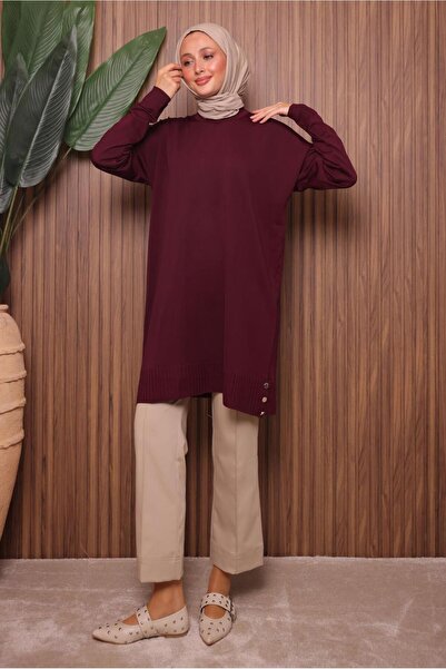 TRENDTESETTÜR Women's Burgundy Knit Tunic t 8007