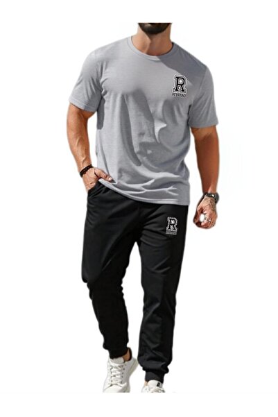 REBRAND Oversize T-Shirt Set - Printed Bottom Top Tracksuit Set