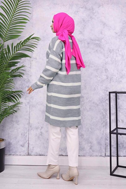 TRENDTESETTÜR ΓΥΝΑΙΚΕΙΑ ΖΑΚΕΤΑ ΜΕ ΡΙΓΕΣ ΓΚΡΙ T 0903