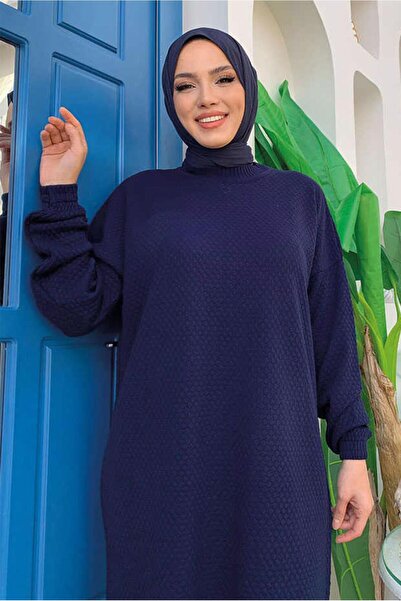 TRENDTESETTÜR Μπλε Navy Long Knitwear Tunic - Γυναικείο T 51222
