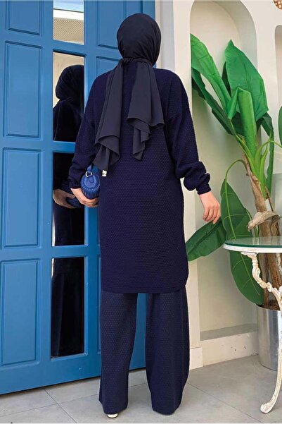 TRENDTESETTÜR Μπλε Navy Long Knitwear Tunic - Γυναικείο T 51222